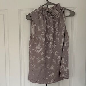 Ann Taylor Factory Mauve Floral Sleeveless Mock-Neck Top